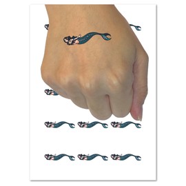 Elegant Mermaid Swimming in Ocean with Fish Temporary Tattoo Water Resistant Fake Body Art Set Collection - 54 1" Tattoos (1 Sheet)