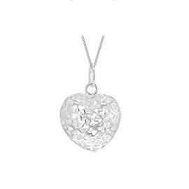 Tuscany Silver Filigree Puff Heart Pendant on Chain Necklace of 46 cm/18-inch