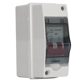 PV Solar Disconnect Switch, Solar Panel Disconnect Switch, Photovoltaic Circuit Isolator Miniature RV Breaker Box, IP65 DC Disconnect Switch, with Transparent Cover (63A)