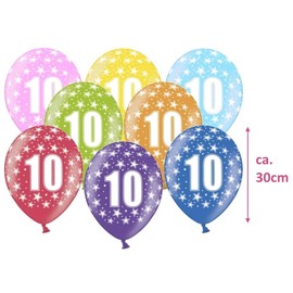 Pack of 10 Colourful Balloons Metallic 30 cm Decoration for Children's Birthday Party Happy Birthday Decoration
