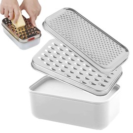 Cheese Grater With Container Box,Grater Cheese Shredder,2 In1 Fruit Vegetable Chopper Onion Choppers,Perfect For Hard Parmesan Or Soft Cheddar Cheeses,Ginger,Butter,Vegetables Etc(White)