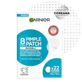 Garnier Pimple Patch Invisible, Parches Hidrocoloides Para Acné, Reduce Imperfecciones En 8 Horas, Clínicamente Probado, Tecnología Coreana, Vegano, Cruelty Free, 22 Piezas