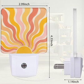 ZTHLL Groovy Boho Sun Night Light, Night Light Plug into Wall with Dusk to Dawn Sensor, LED Lamp Energy Saving Lights for Men Women Boys Girls,Lamp for Bedroom Bathroom Hallway