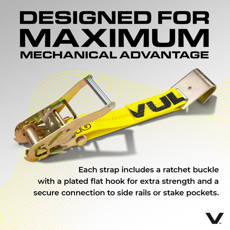 VULCAN Car Tie Down with Flat Hooks - Lasso Style