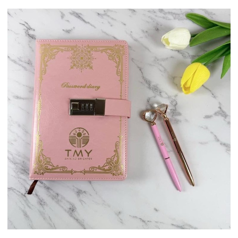 TMY Pink Lock Diary with Combination Lock – A5 Retro
