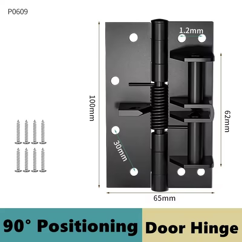 2-Pack 3-in-1 Stainless Steel Self-Closing Spring Door Hinges with 90°