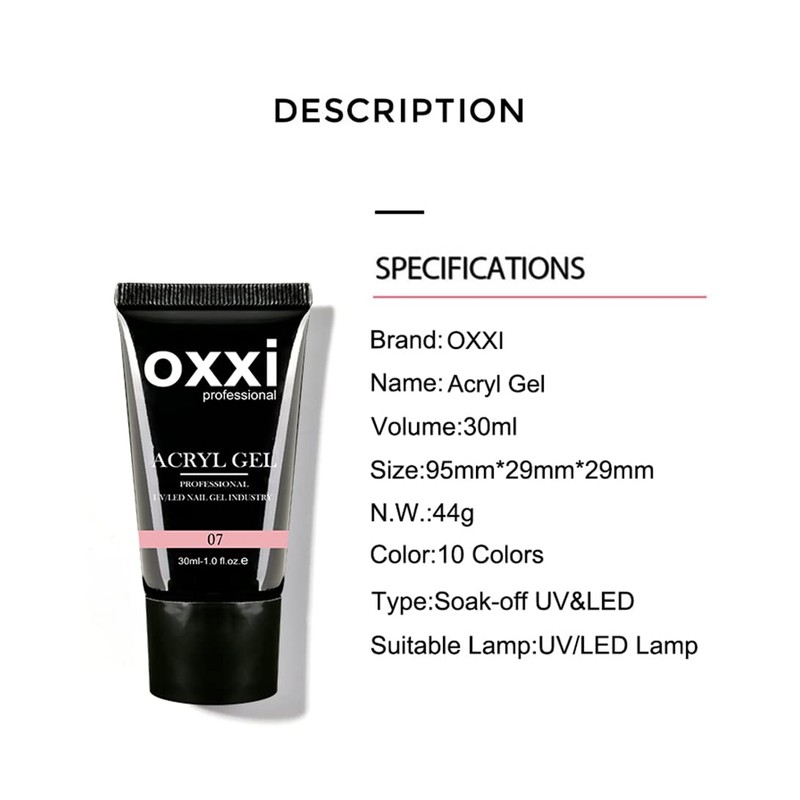 Oxxi Professional 30 ml Acrylic Gel Poligel for Building Artificial