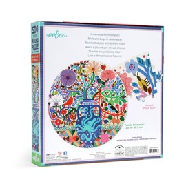 eeBoo: Piece and Love Birds and Flowers 500 Piece Round Adult Jigsaw Puzzle, Puzzle for Adults and Families, Glossy, Sturdy Pieces and Minimal Puzzle Dust