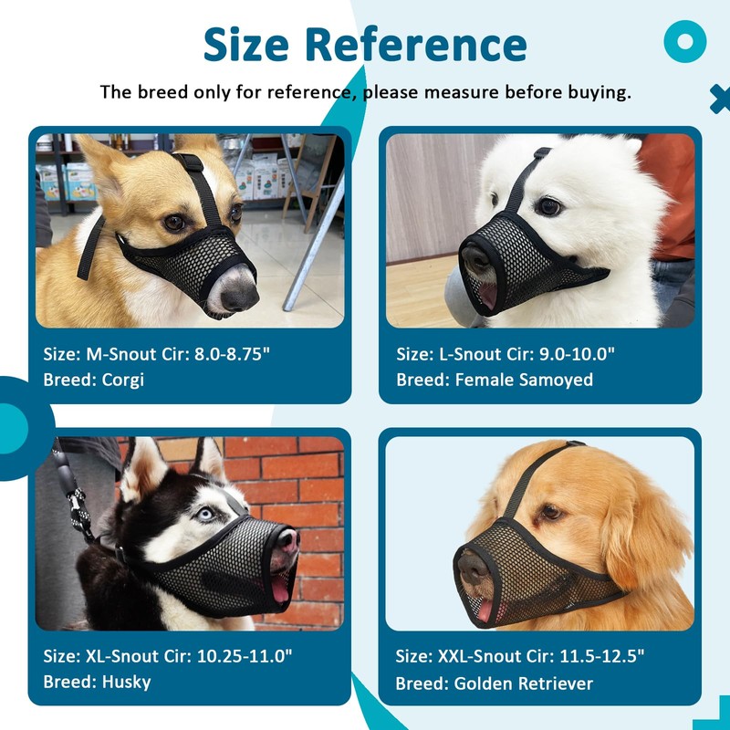 LUCKYPAW Mesh Dog Muzzle for Large Medium Small Dogs, Soft