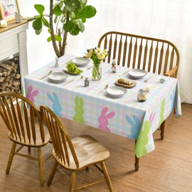 Horaldaily Mantel de Pascua de 52 x 70 pulgadas, diseño de conejo de primavera para decoración de fiesta de picnic