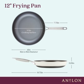 Anolon Achieve Hard Anodized Nonstick Frying Pan/Skillet, 12 Inch, Cream