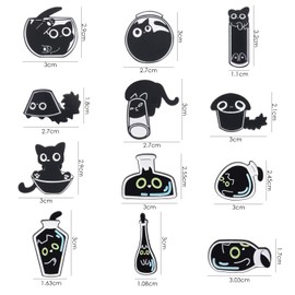 HDGSAFD Pack of 12 Cat Badges, Cartoon Animal Brooches, Cute Badges for Women, Creative Brooches, Metal Decoration for Clothes