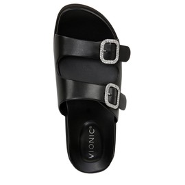 Vionic Women's Capitola Platform Sandal- Supportive Strappy Flatform Sandal That Includes an Orthotic Insole and Cushioned Outsole for Arch Support, Medium Fit Black Leather 7.5