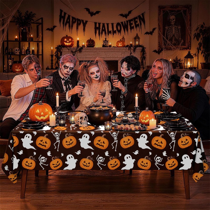 3Pack Halloween Tablecloth 54 x 108 Inch Black Halloween Table
