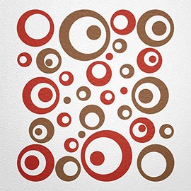 WANDfee® Wall Tattoo, Circles, Dots, 50 Stickers, Colour Choice For Children's Bedroom, Living Room, Hallway, Bathroom, Kitchen, Tile Stickers, brown