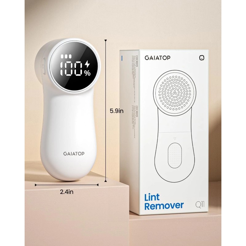 GAIATOP Fabric Shaver Lint Remover 3-Speed USB Fuzz Defuzzer White