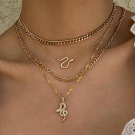 Snake Necklace for Women Snake Jewelry Layered Chunky Gold Necklace Snake Choker Necklace Thick Chain Necklace Gold Jewelry