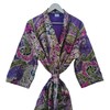 Pranipat Handicrafts Kantha Kimono, Abstract Print Cotton Jacket, Purple, Handmade