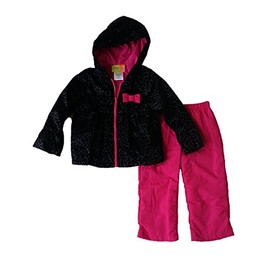 Penelope Mack Toddler Little Girls' Animal Print Hooded Warm-Up Jacket & Pant Set (6, Black)