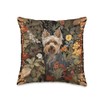 Yorkie or Silky Terrier William Morris Style Tapestry Throw Pillow