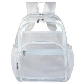 KUI WAN Clear Backpack, Clear Bag Stadium Approved Large Clear Back Pack Heavy Duty PVC Transparent Bookbag for College, School