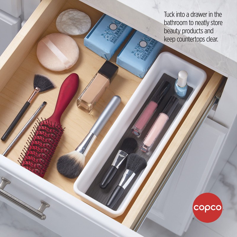 Copco Basics Drawer Organizer, 12.81 x 3.81 x 2.1-Inches, White/Charcoal