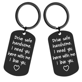 QhgPnt 2PCS Drive Safe Keyring, Keyring Gifts for Men, Safe with key, keyring for men, Drive Safe Keyring, black keyring, for Husband Boyfriend Valentines Gifts memorial gifts love gifts