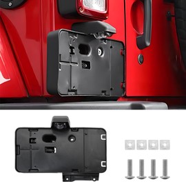JINCHEN Black Rear License Plate Holder Frame with License Plates Mounting Bracket Compatible with Jeep Wrangler JK 2007-2017