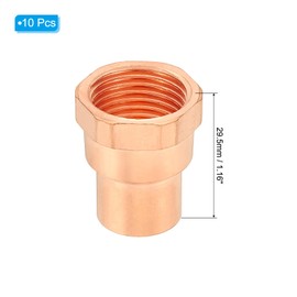 PATIKIL 1/2" Female Adapter Fitting with C X F Connections, 10 Pcs Copper Pipe Fittings with Sweat Solder X FNPT Connection Threaded Tubing Connector for Residential, Commercial
