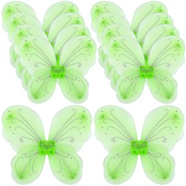 10 Piezas Alas de Hada Alas de Mariposa Decoración de Boda de Disfraces Accesorios de Recuerdos de Fiesta de Cumpleaños de Traje de Halloween para Niños (Verde Claro)