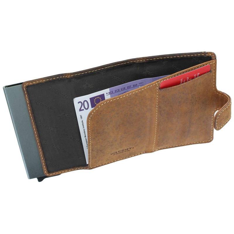 VISCONTI Leather Fireblade Ejector Card Wallet RFID Blocking VSL59 Oil
