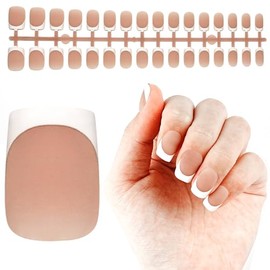 JODSONE Press On Nails 160PCS French Short Square Round Fake Nails Nude Matte Acrylic Nails Full Cover No Trace for Women DIY Manicure Nail Art