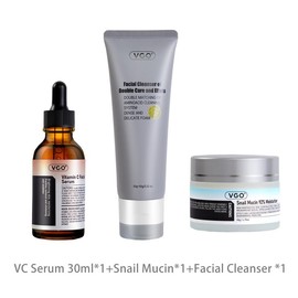 VGO-Vitamin C Serum, Snail mucin Moisturizer and Facial Cleanser Set Cleansing Moisturizing Suitable for sensitive skin-Live Skincare Radiance-B-Allin face pore - Colour: VC Facial Serum 30ml+Snail Mucin+Facial Cleanser