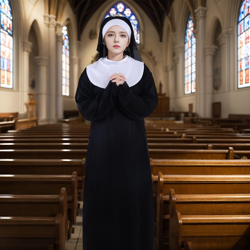 yeabwps Nun Costumes for Women - Nun Outfit with Headpiece