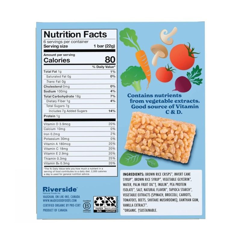 MadeGood Crispy Squares, Vanilla (36 Count) Gluten Free Snacks