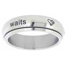 Solid Rock Jewelry Ring-Stainless-True Love Waits w/Hearts Spin-Style 392-Size 10