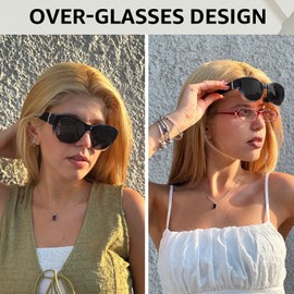 TJUTR Fit Over Glasses Sunglasses for Women, Oversized Wrap Around Shades Polarized UV Protection for Outdoors