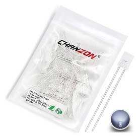 Chanzon 100 pcs 2x5x7 White LED Diode Lights 257 (Square Clear Transparent Lens DC 3V 20mA) Lighting Bulb Lamps Electronics Components Indicator Light Emitting Diodes