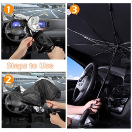 RISVOWO Sonnenschutz Auto Frontscheibe, Windschutzscheibe Sonnenschutz, UV-Schutz Auto Sonnenschirm Innen, Auto Sonnenschutz Seitenscheibe, Faltbar Auto-Sonnenschirm für Meisten Auto&SUV (140x80cm)