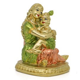 Hindu God Yasoda Krishna Statue - Indian Pooja Yashoda Baby Krishna Figurine Indian God Lord Home Office Temple Mandir Puja Murti Item Golu Doll Diwali Gift Inida Spiritual Prayer