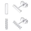 J-Style 2 Pairs Womens Stud Earrings 925 Silver Simple Design
