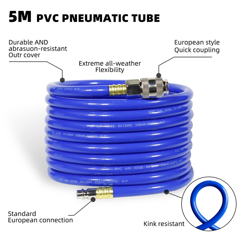 CCLIFE 5 m Compressed Air Hose with Quick Coupling 20