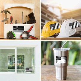 eQUIP Me American Flag Decal USA Flag Decal Sticker (Pack of 3) Black & White Sticker for Cars Trucks Laptops Support The Army (5x3 Inches)