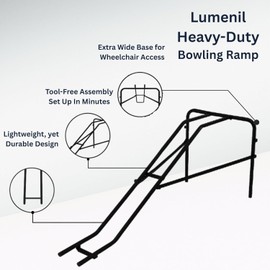 Lumenil Heavy-Duty Steel Bowling Ramp - 25.5" Height, Ultra-Durable Frame, 20 Ib. Capacity - Wheelchair Accessible, Kids & Limited Mobility Use