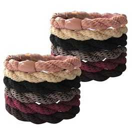 UaiUya 12pcs Twist Hair Ties Ponytail Holder for Women,Black Beige Pink Dark Brown Red Wine Grey(Multi-colored)