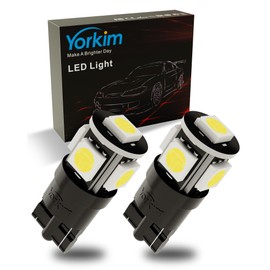 Yorkim 194 LED Bulbs White 6000k Super Bright 5th Generation, T10, 168 LED Bulb for Car Interior Dome Map Door Courtesy License Plate Lights W5W 2825, Pack of 2