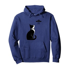 Tuxedo Cat UFO T-Shirt Funny Alien Cat Lover Gift Whimsical Pullover Hoodie