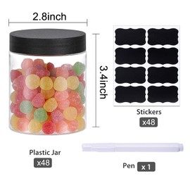 OUSHINAN 48PCS 8OZ Plastic Jars with Screw On Lids, Labels Refillable Empty Round Slime Containers for Storing Dry Food, Honey Jam, Cream, Butter, Lotion
