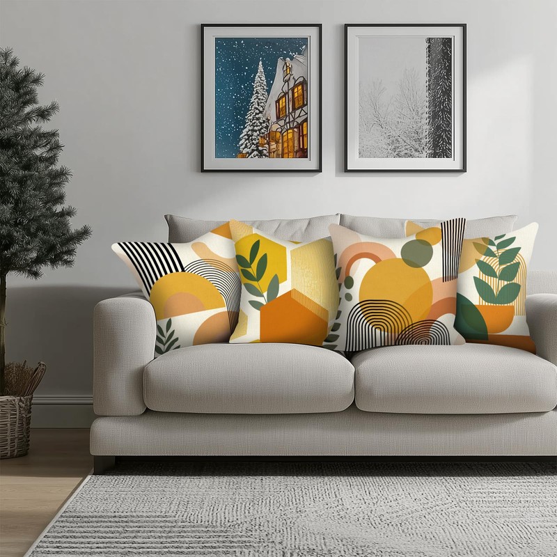 PICKFORU Boho Throw Pillow Covers Set of 4, 18x18 inch