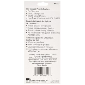 Charles Leonard Pre-Sharpened Colored Pencils, Assorted Colors. 7 Inches, Non-Toxic, 12 Pencils in Hang Tab Box (67512)